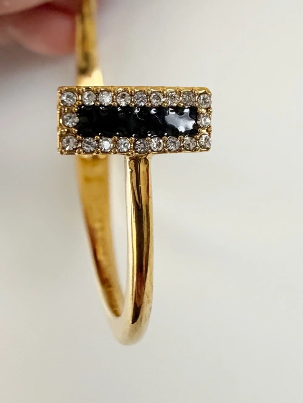 Kate Spade Raising The Bar Gold Tone Black & Rhinestone Hinge Bracelet